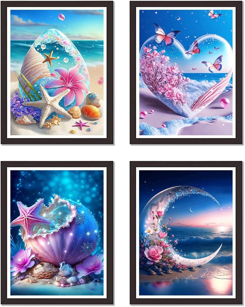4 Pack Summer Starfish Cross Stitch Kits for Adults