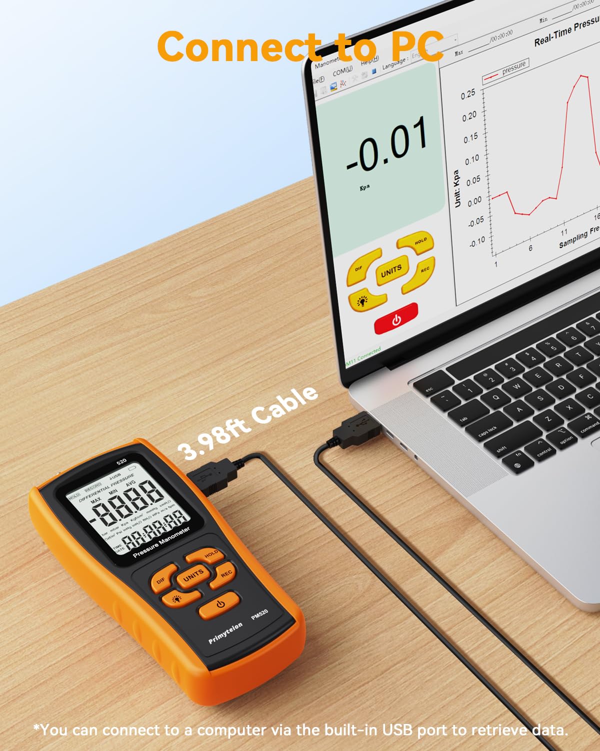 Manometro digitale tester di pressione del gas, misuratore di pressione dell'aria a doppia porta per HVAC, condotti del forno, valvola del gas riscaldatore, forno a gas, caldaie, pompa d'aria, perdite