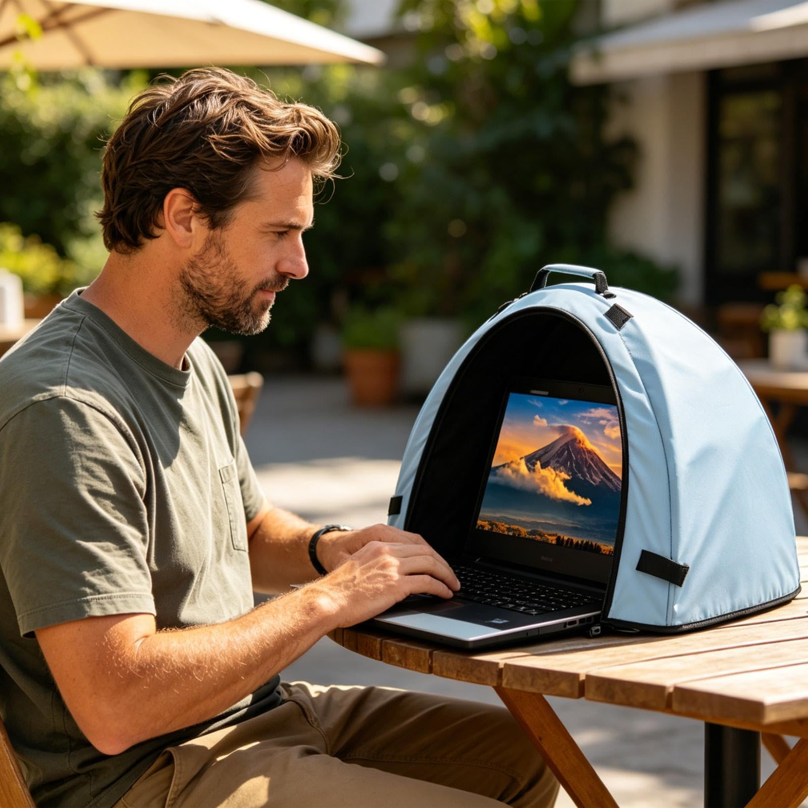 Parasole universale per computer portatile, 48,5 x 43 x 42 cm, protezione dai riflessi per computer portatili, tenda parasole pieghevole, protezione solare portatile per la maggior parte dei computer