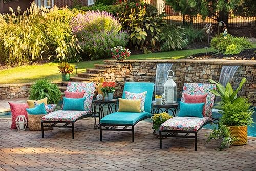 Vista 123 de Pillow Perfect - Cojín cuadrado para asiento de esquina para exteriores o interiores, color cobalto