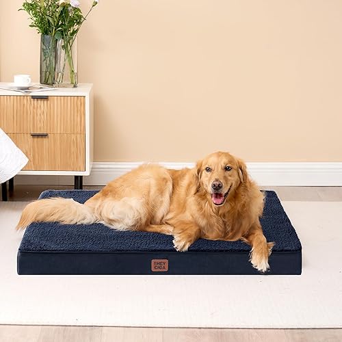 Miniatura 7 de EHEYCIGA Camas ortopédicas XXL para perros jumbo con funda extraíble lavable para jaula, azul marino, 47 x 29 pulgadas