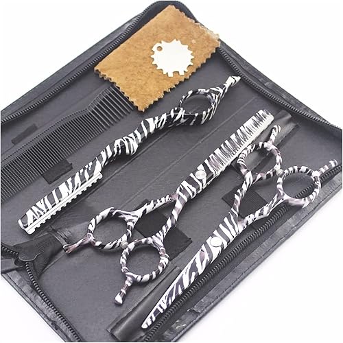 Miniatura 2 de 5.5 pulgadas mujeres patrón floral corte recto adelgazamiento maquinilla de afeitar profesional peluquería tijeras de peluquería cuchillo de