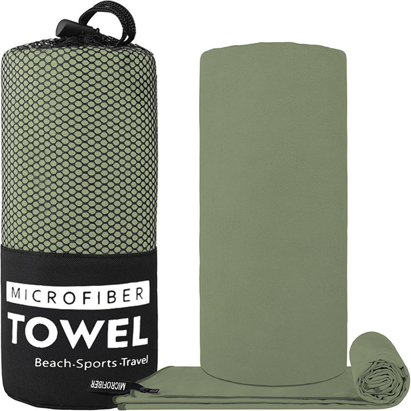 GMEqfhpOPS Quick-Drying Sports Towel Thick Sand Free Microfiber Quick Dry Towel, Super Absorbent Soft Swim BeachTowels for Men, Women Towels Bath(Army green,40x80cm)