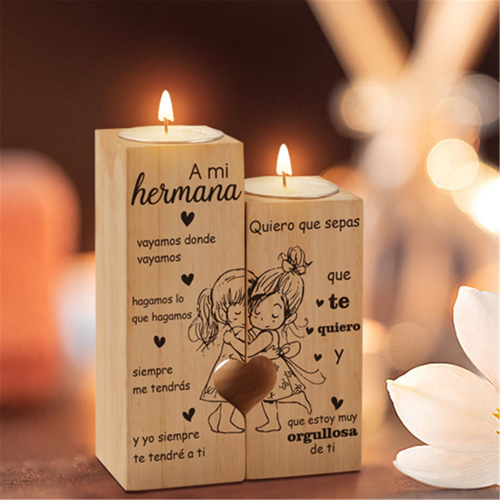 KAAYEE Candelabro en Forma de Corazón - Regalo para Hermana, Mujer, Cumpleaños, Navidad y Acción de Gracias (M)