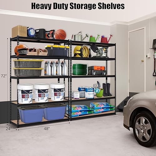 Miniatura 3 de GarveeHome Estantes de almacenamiento resistentes, 5 niveles de 48 x 24 x 72 pulgadas, estantería de almacenamiento ajustable para garaje, estante