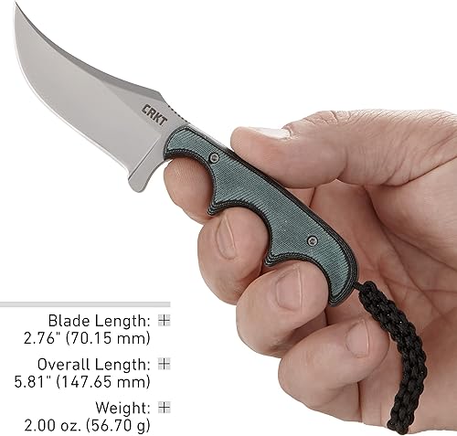 Miniatura 6 de CRKT Cuchillo de hoja fija de supervivencia al aire libre minimalista persa con vaina: hoja de borde liso de acero inoxidable, mango de micarta, 2379