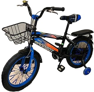 دراجة أطفال للأولاد والبنات من جود بوي إطار مقاس 30 سم مناسبة للأطفال سن 3 إلى 8 سنوات مع عجلات تدريب وفرامل يد خلفية وسلة قابلة للإزالة لون أزرق المدينة