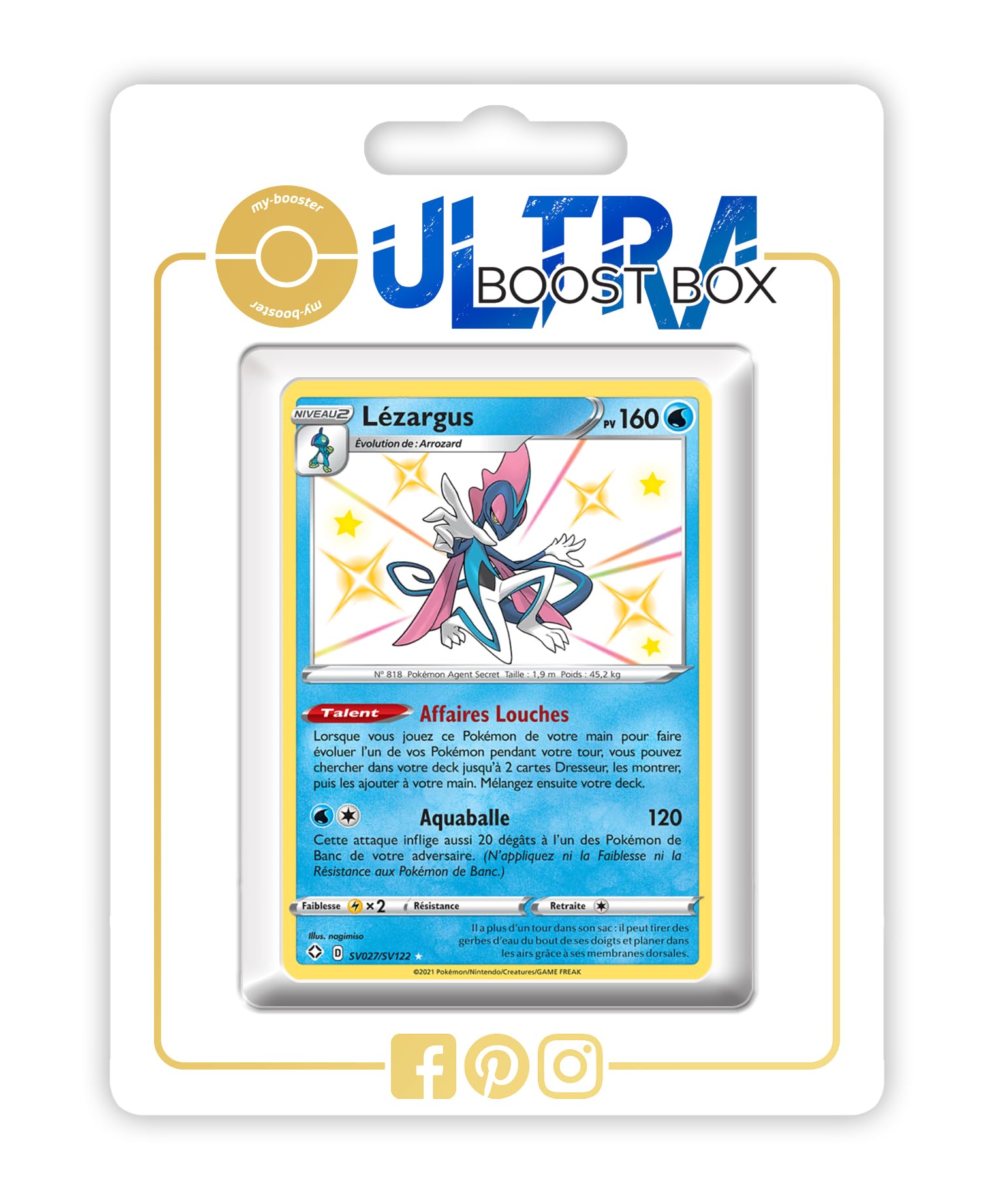 my-booster Lézargus (Inteleon) SV027/SV122 Cromatico Secreto X Écarlate et Violet 4.5 Destinées Radieuses - Box di 10 carte Pokémon Francese