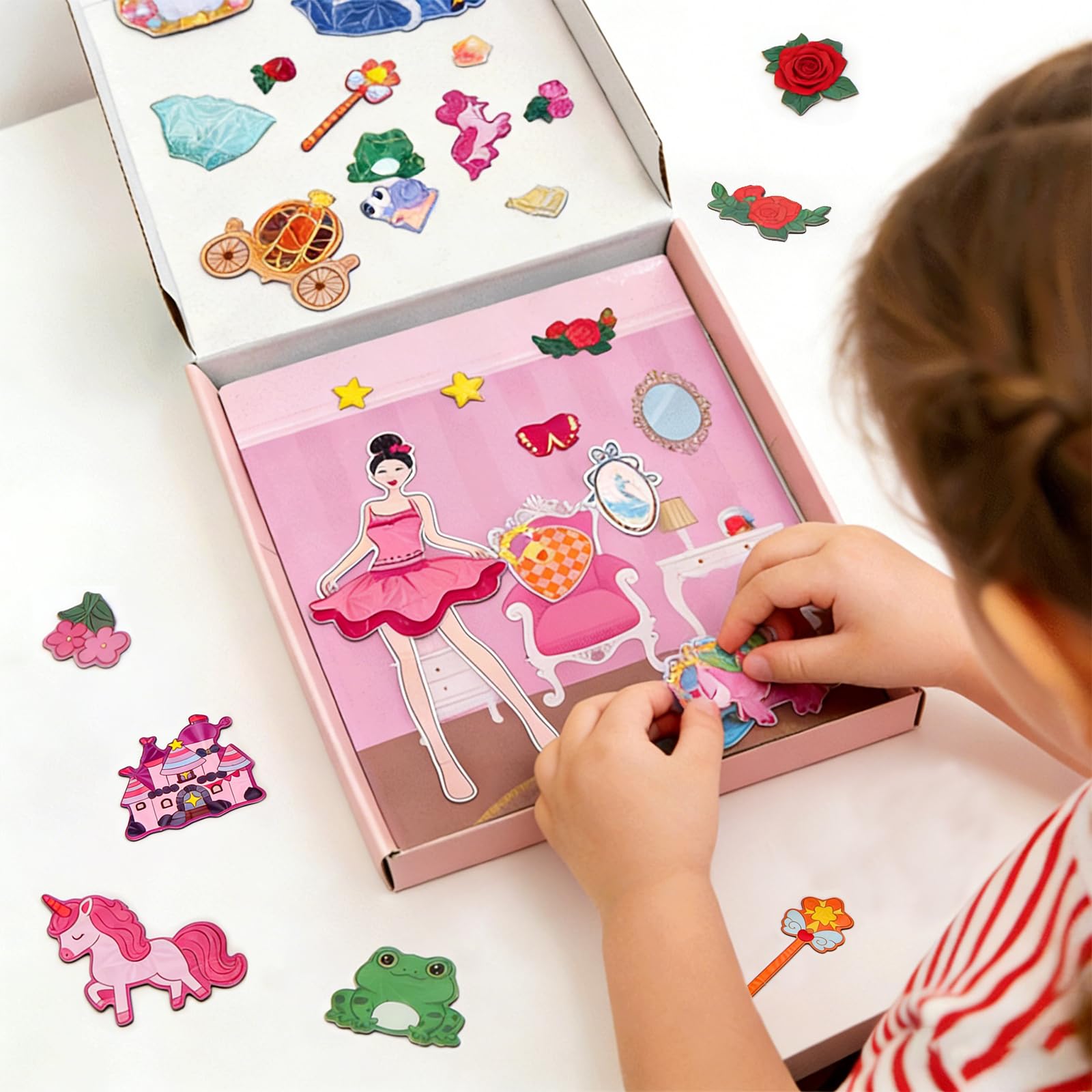 Muñecas magnéticas de vestir para niñas, kits de disfraces magnéticos de princesa, juguetes magnéticos de viaje, viaje por carretera, coche, actividades de juegos de avión para niños, regalos