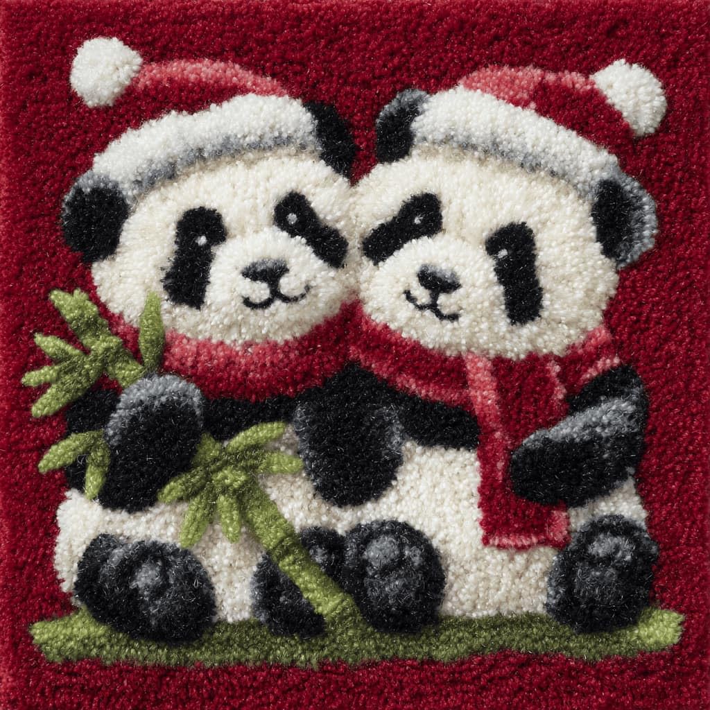 Kitquiver Latch Hook Kits Panda for Adults,Beginners DIY Latch Hook Cushion Kits and Latch Rug Kits Cross-Stitch Embroidery Cushion Cover for Home Sofa Decoration 17X17 in