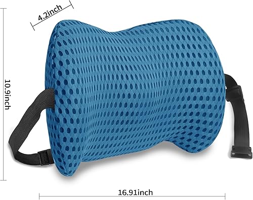 Miniatura 6 de Almohada lumbar de espuma viscoelástica, cojín de apoyo de espalda con correa para el hombro, almohada lumbar. Adecuado para sillas de oficina,