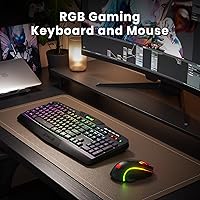Vista 3 de Redragon S101M-KS Combo de teclado y mouse para videojuegos inalámbrico con Tri-Mode, teclado RGB y mouse para juegos de 4800 DPI, 10 teclas