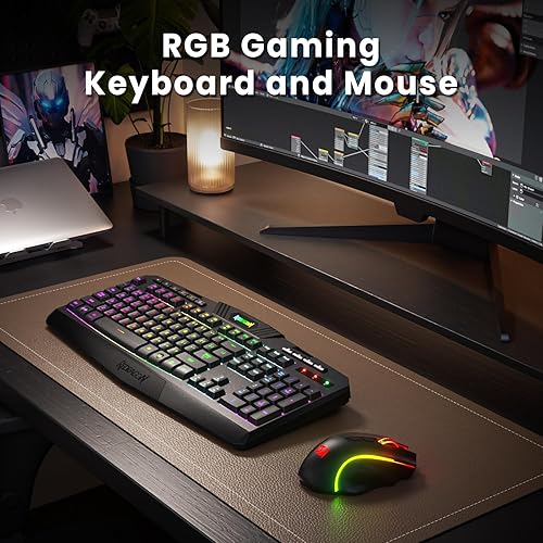 Miniatura 3 de Redragon S101M-KS Combo de teclado y mouse para videojuegos inalámbrico con Tri-Mode, teclado RGB y mouse para juegos de 4800 DPI, 10 teclas Negro