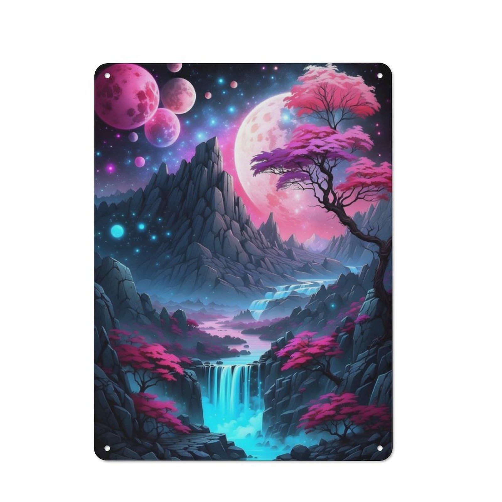 Junmoney Fantasy Cherry Blossom Rustic Metal Sign 40X30cm Featuring For Hallway Wall, For Collectors Decorating Hallways And Entrance Areas