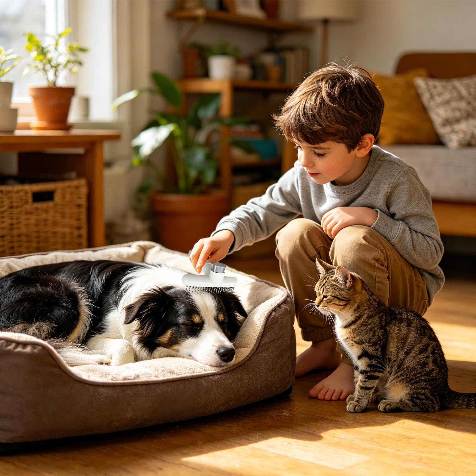 Hundehaar-Striegel | Edelstahl Ergonomisch Rostfrei | Enthaarungsstriegel für und Outdoor | für lange kurze dicke lockere Haare täglich Zuhause Indoor Reise