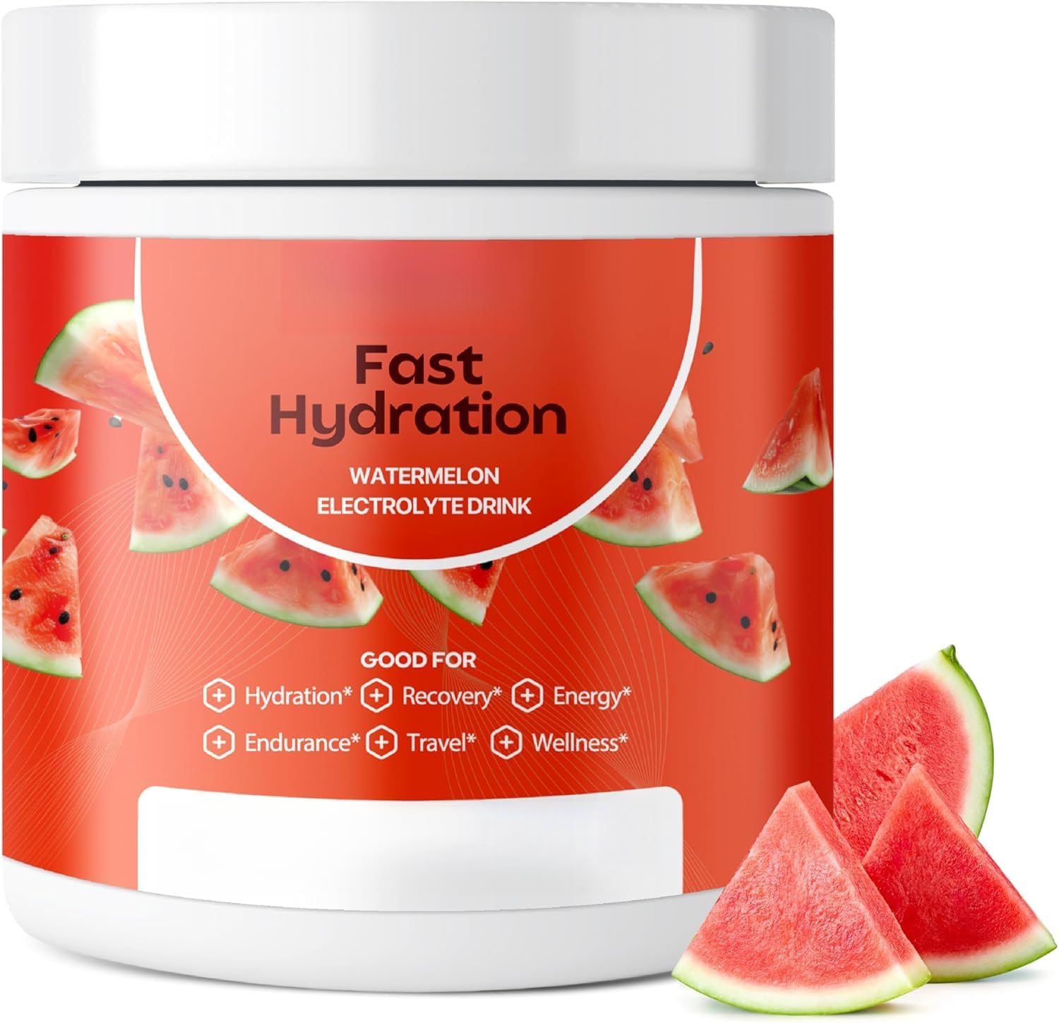 Boisson électrolytique à saveur de pastèque Fast Hydration | Poudre pour boisson électrolytique – Mélange pour boisson hydratante sans sucre – Pot de voyage