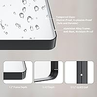 Vista 5 de LOAAO - Espejo de baño con marco de metal negro para pared, espejo grande de 55X30 pulgadas rectangular redondeado, espejo mate de tocador de baño