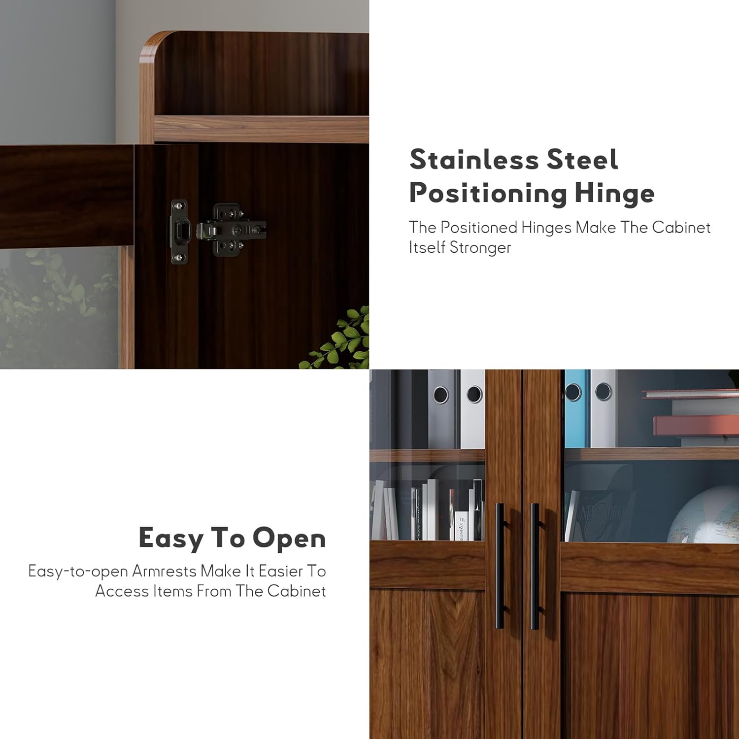 Bonzy Home File Cabinet, Storage Cabinet with Doors and Shelves, Multipurpose Office Credenza Organizer for Living Room, Office, Walnut