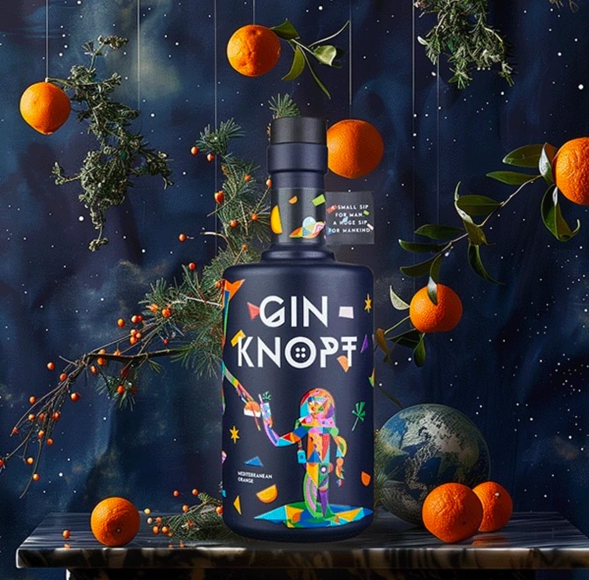 Gin Knopf | aus frischen Orangen und Käutern destilliert | einzigartiges Aroma | handcrafted Gin | 44% | 500ml
