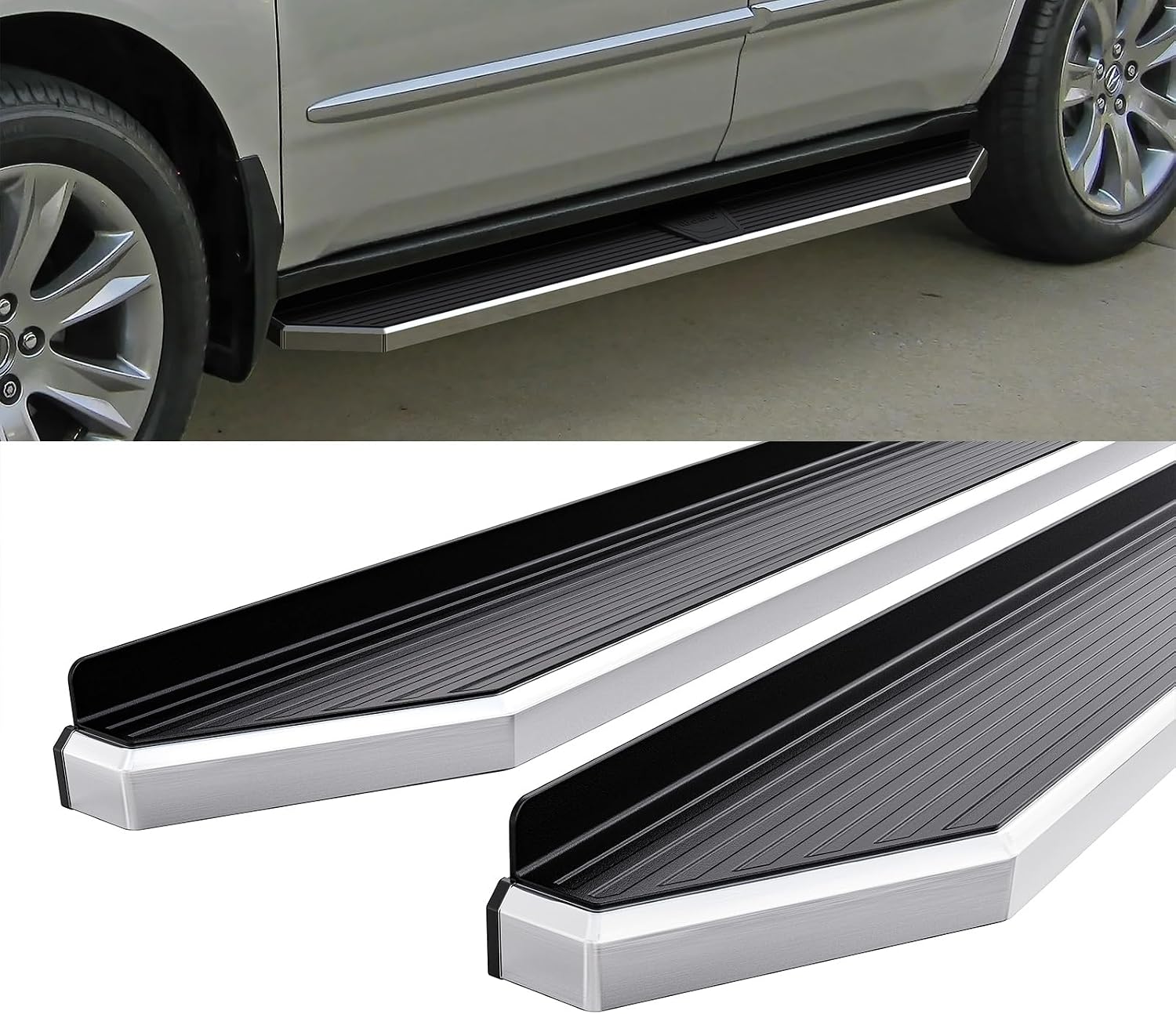 HD Ridez Flat Style Running Board 6" Polished Compatible with Honda Pilot 2009-2015 & Acura MDX 2009-2013 (Side Steps Side Bars)