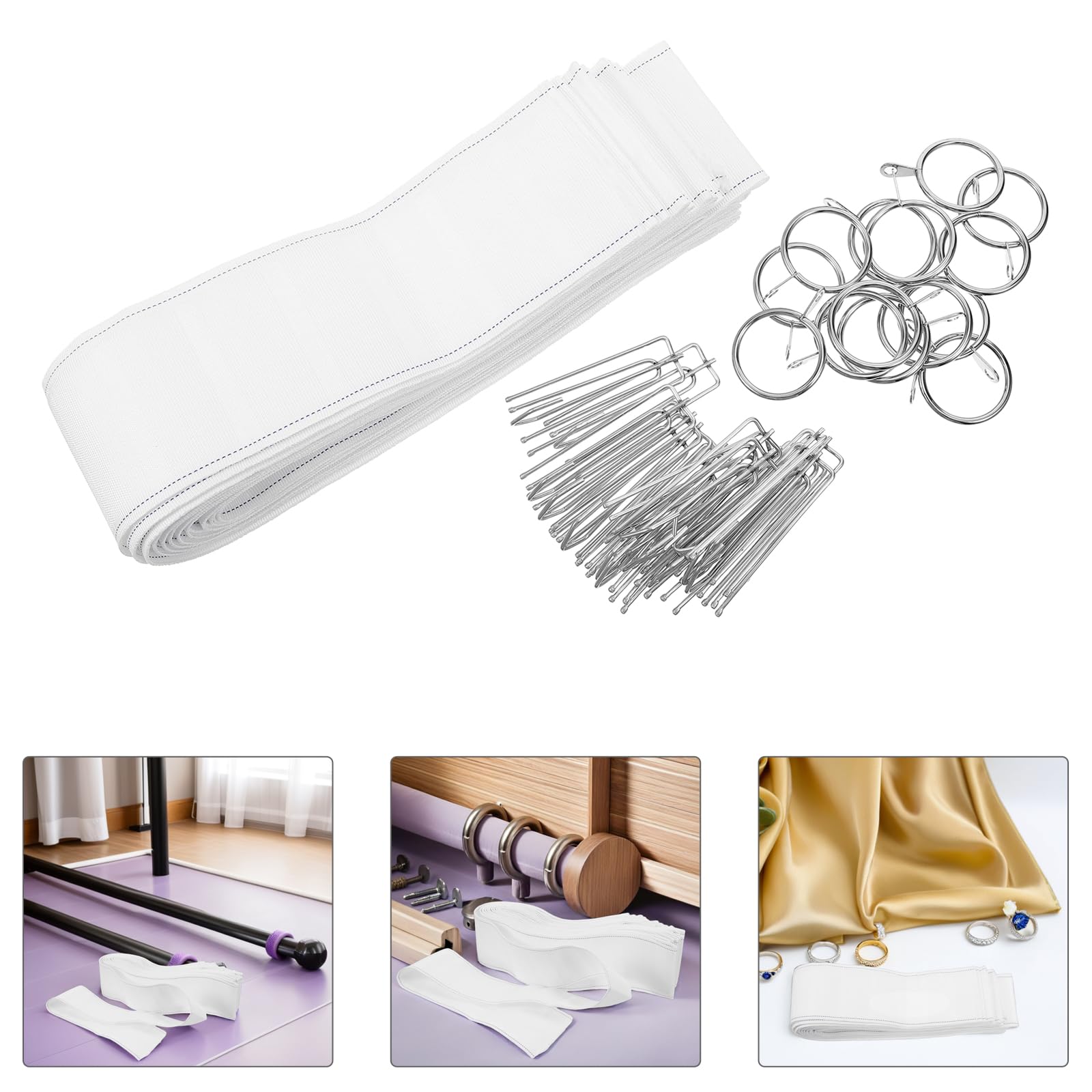 Set di Ganci per Tende Nastro e Ganci a 4 Punte in Acciaio Inossidabile, Design Sicuro e Resistente, per Fai-da-Te e Camere da Letto
