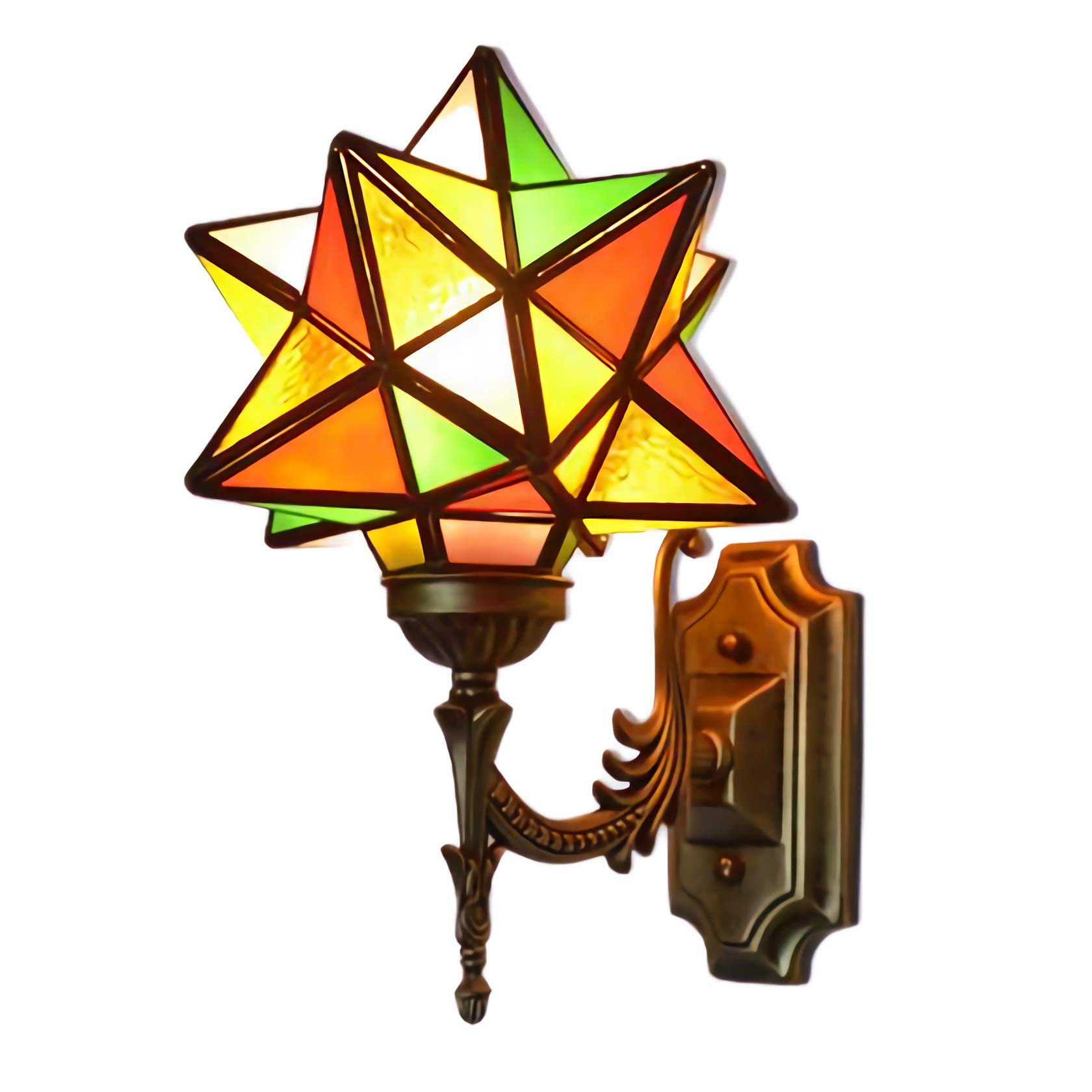 Tiffany Style Wall Light, Vintage Star Wall Sconces, Stained Glass Bedroom Bedside Wall Lamp for Living Room Bathroom Hallway [Energy Class A + + ],6