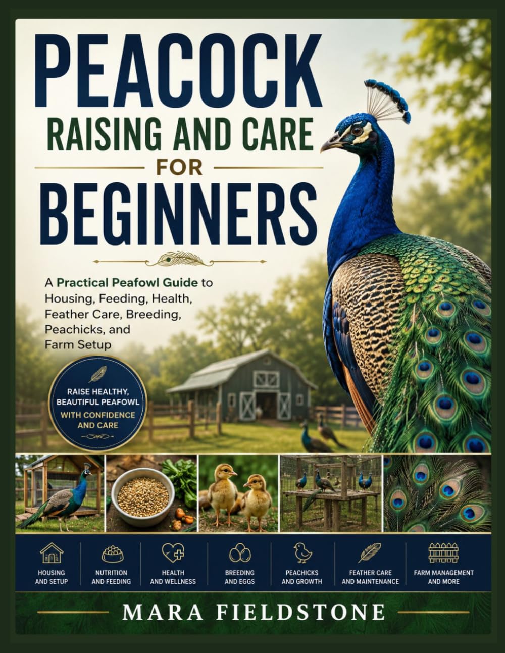 PEACOCK RAISING AND CARE FOR BEGINNERS: A Practical Peafowl Guide to Housing, Feeding, Health, Feather Care, Breeding, Peachicks, and Farm Setup