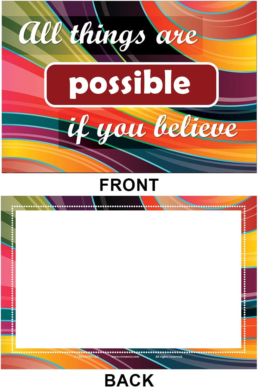 Creanoso Colorful Uplifting Positive Postcards (60- Pack) - Cool Student Gifts - Stocking Stuffers Gift for Teachers, Educators, Students - Greeting Cards Collection Set for Family and Friends