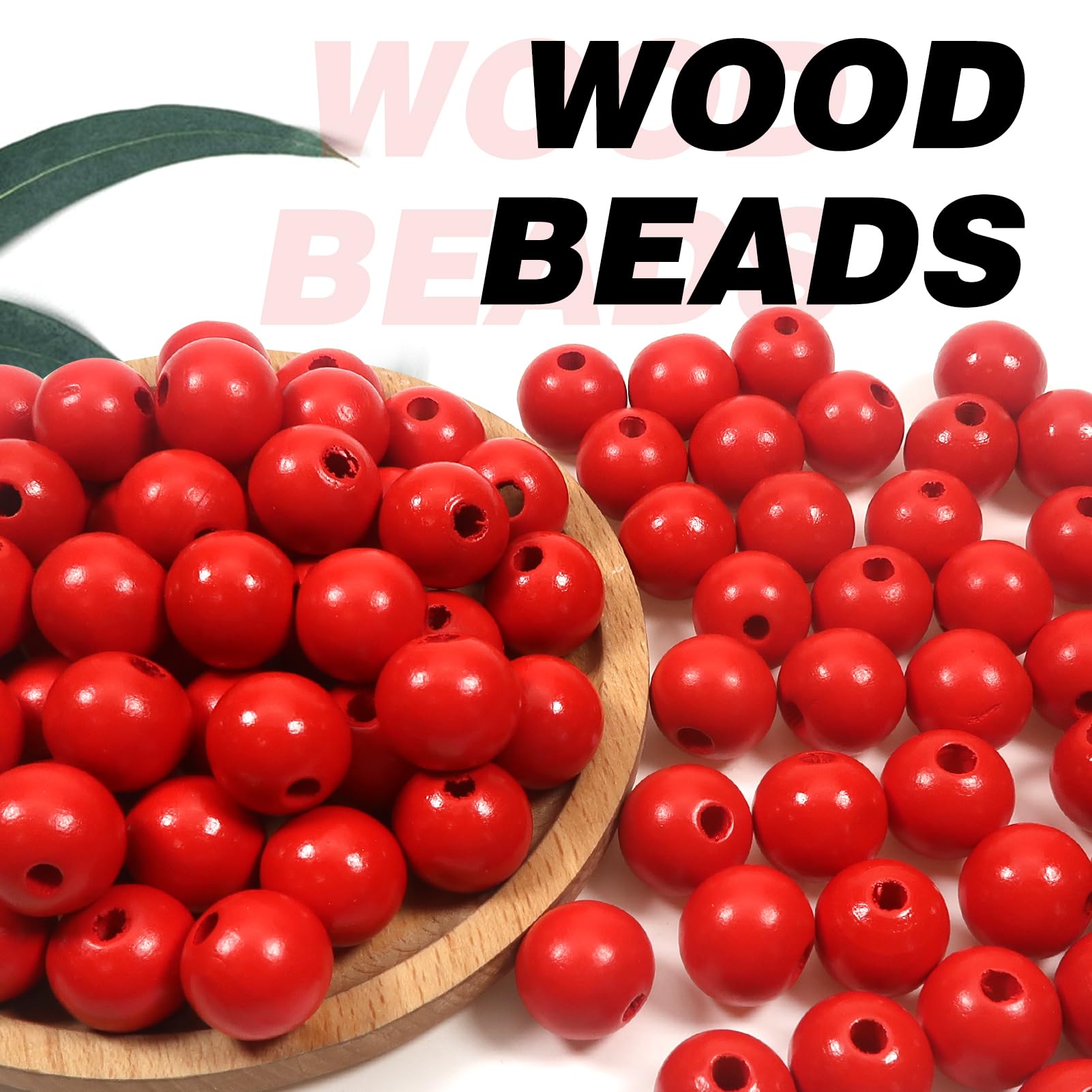 100 Rote Holzperlen 20 Mm – Unlackiert, Rund, Loch 5 Mm, Für Basteln, Schmuck, Deko (Naturholz)