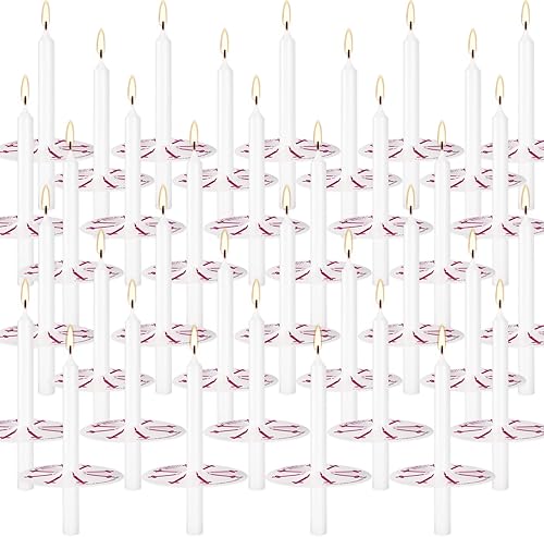Miniatura 4 de 150 paquetes de velas de iglesia blancas sin perfume sin humo con protectores de goteo para servicio devocional de vigilia a la luz de las velas.