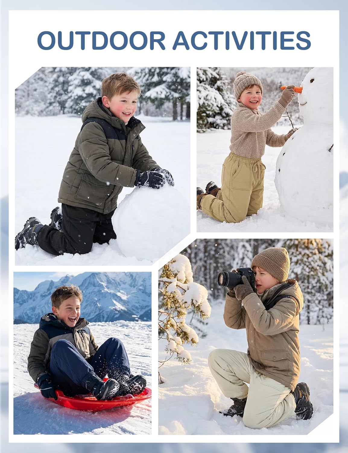 Kids Snow Pants Fleece Lined Toddler Waterproof Ski Pants Warm Hiking Pants for Boys and Girls