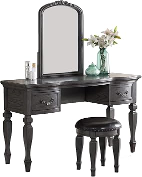 Bobkona Metro Vanity with Stool, Grey