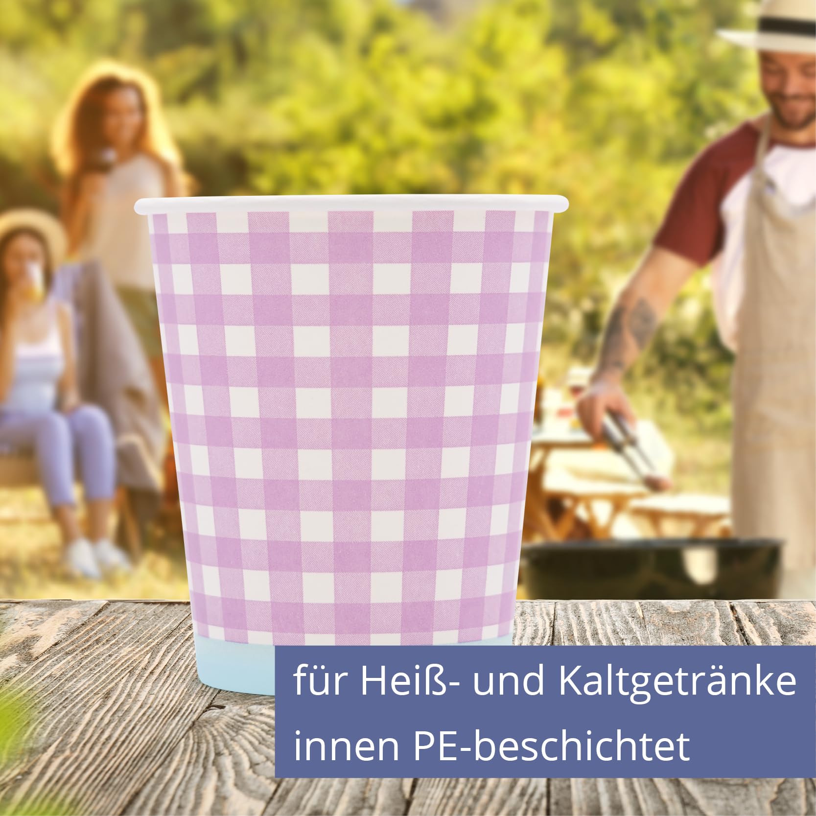 Wellsamed Wellsacup papieren bekers, papieren bekers, papieren bekers, papieren bekers, papieren drinkbekers, bedrukte drinkbekers van karton (1000 x 180 ml beker) met patroon, kleurrijke kleuren (ruitje