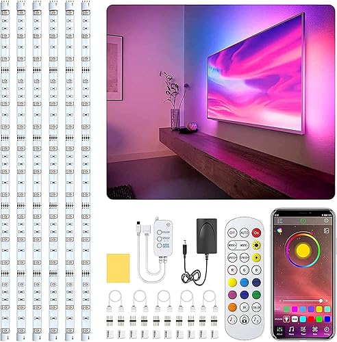 Miniatura 1 de Under Cabinet LED Lighting kit, Flexible 6 PCS LED Strip Lights Waterproof TV Backlight with App and Remote Control Dimmer and Adapter Music Sync