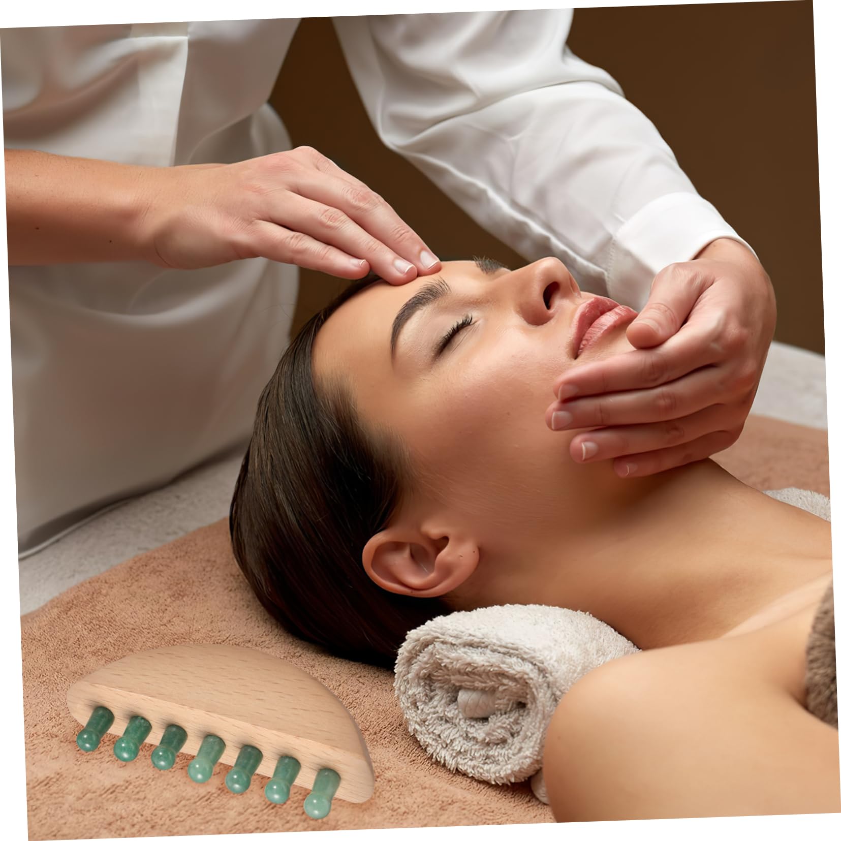 MAGICLULU 4 Pièces Outil De Massage De La Tête Outils De Massage Peigne à Gratter Masseur De Tête Outil De Massage Des Cheveux Peigne à Cheveux En Bois Peigne Soin De La Tête Jade Aventurine