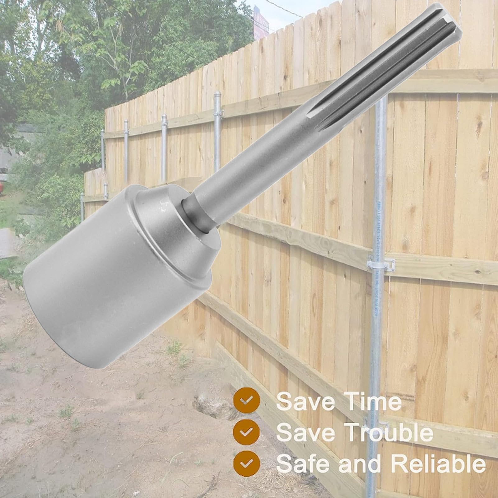 Driver Palo a T SDS Plus 45mm, Punta Trapano Percussione per Asta Terra Recinzione, Acciaio 40Cr 0 Deformazioni 0 Rotture, per Installazione Pali Tondi Professionali