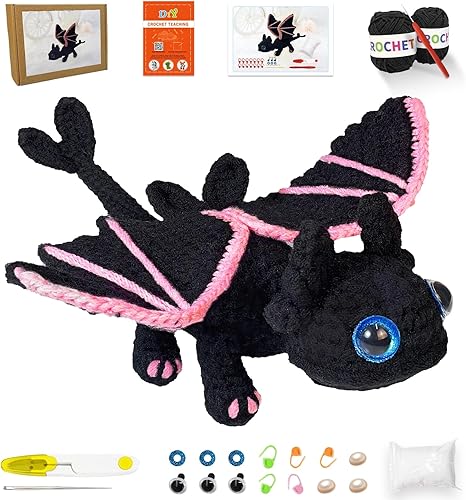 Miniatura 1 de Terself Kit de ganchillo para principiantes, aprende a tejer animales dragón - Tutoriales en video paso a paso, kit de ganchillo para principiantes