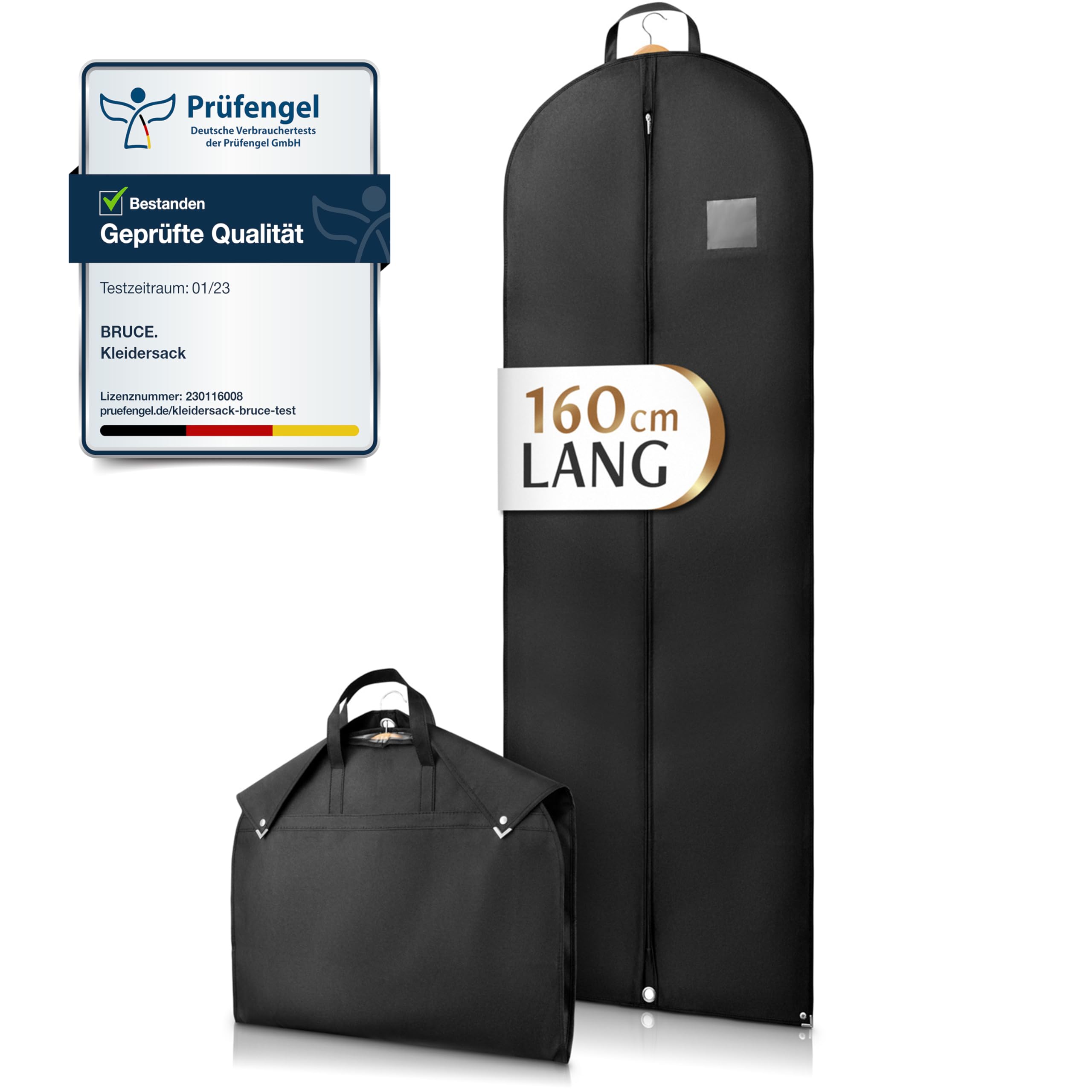 Bruce.® Premium Garment Bags 160x60cm, Breathable Clothes Covers for Coats, Jackets, Dresses & Suits, Durable Travel Suit Carrier Bag, Moth-Proof Suit Protector for Wardrobe Storage