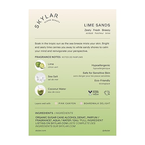Miniatura 2 de Skylar - Perfume Lime Sands, Eau de Perfume, hipoalergénico y limpio, para mujeres y hombres, vegano y seguro, amaderado y cítrico, con notas de