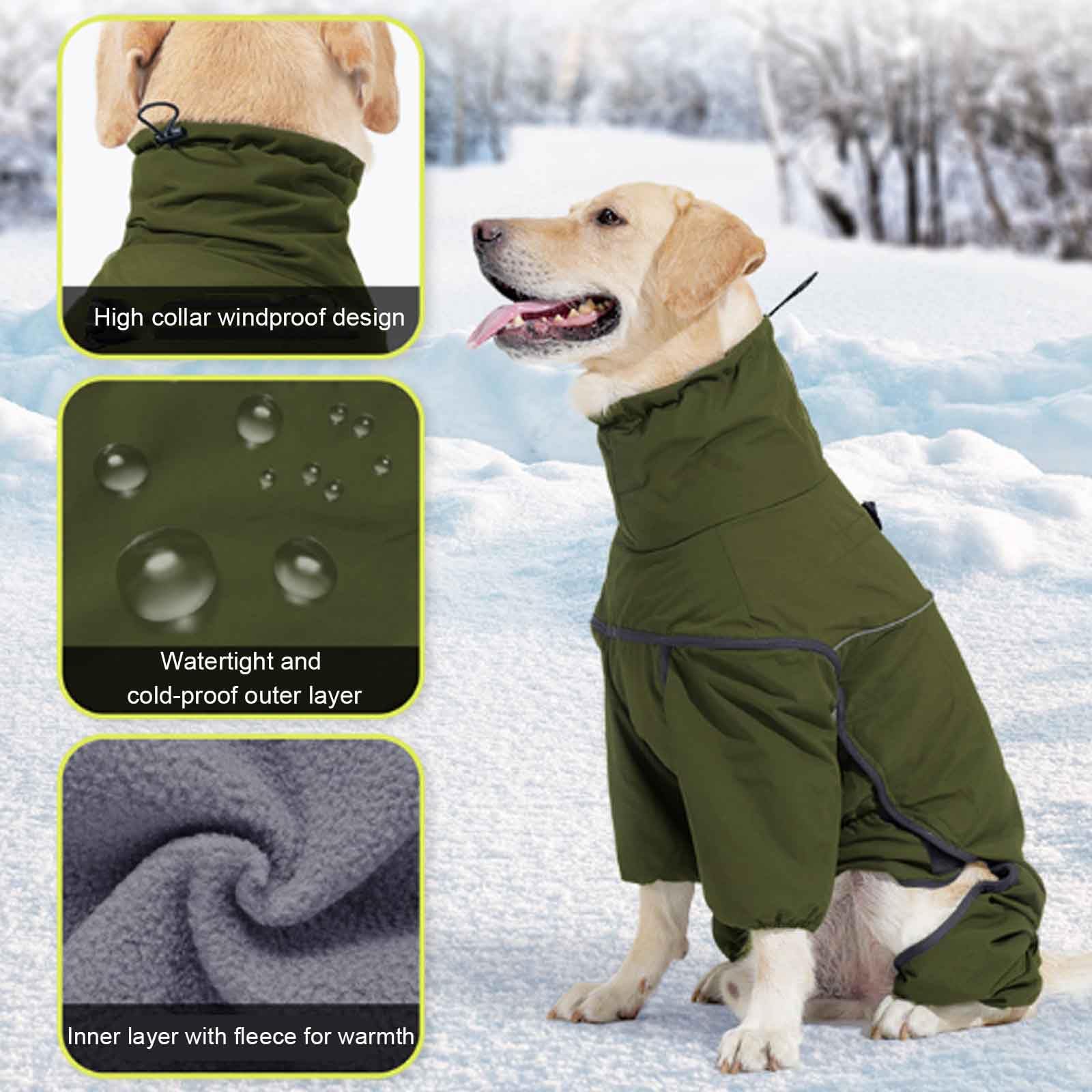 Veste matelassée imperméable pour chiens de taille moyenne et grande taille, design d'hiver réfléchissant, protection contre le froid avec jambes