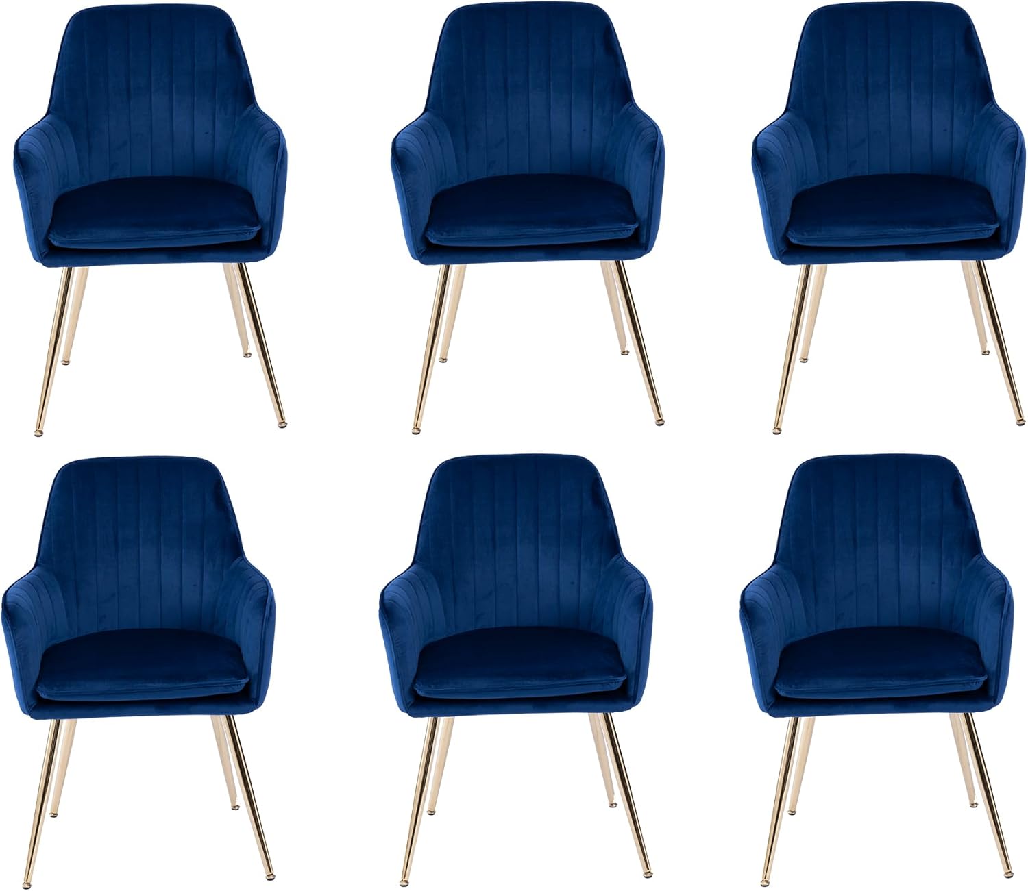 Purgreen Velvet Dining Chair Set of 6 Modern MidBack