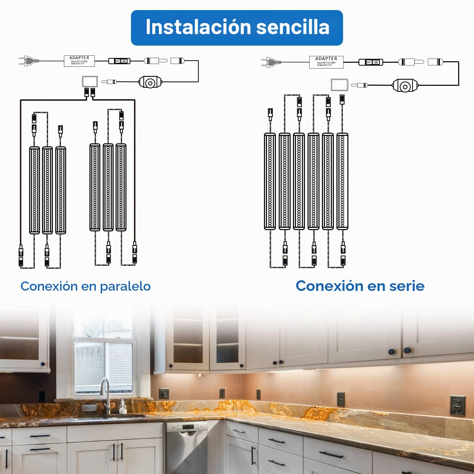 LABOREDUCER Luces Bajo Armario, 6pcs Barras de Luz Enchufables para Armario de Cocina, Iluminación de Pantalla 2700K, Iluminación Interior de Mostrador