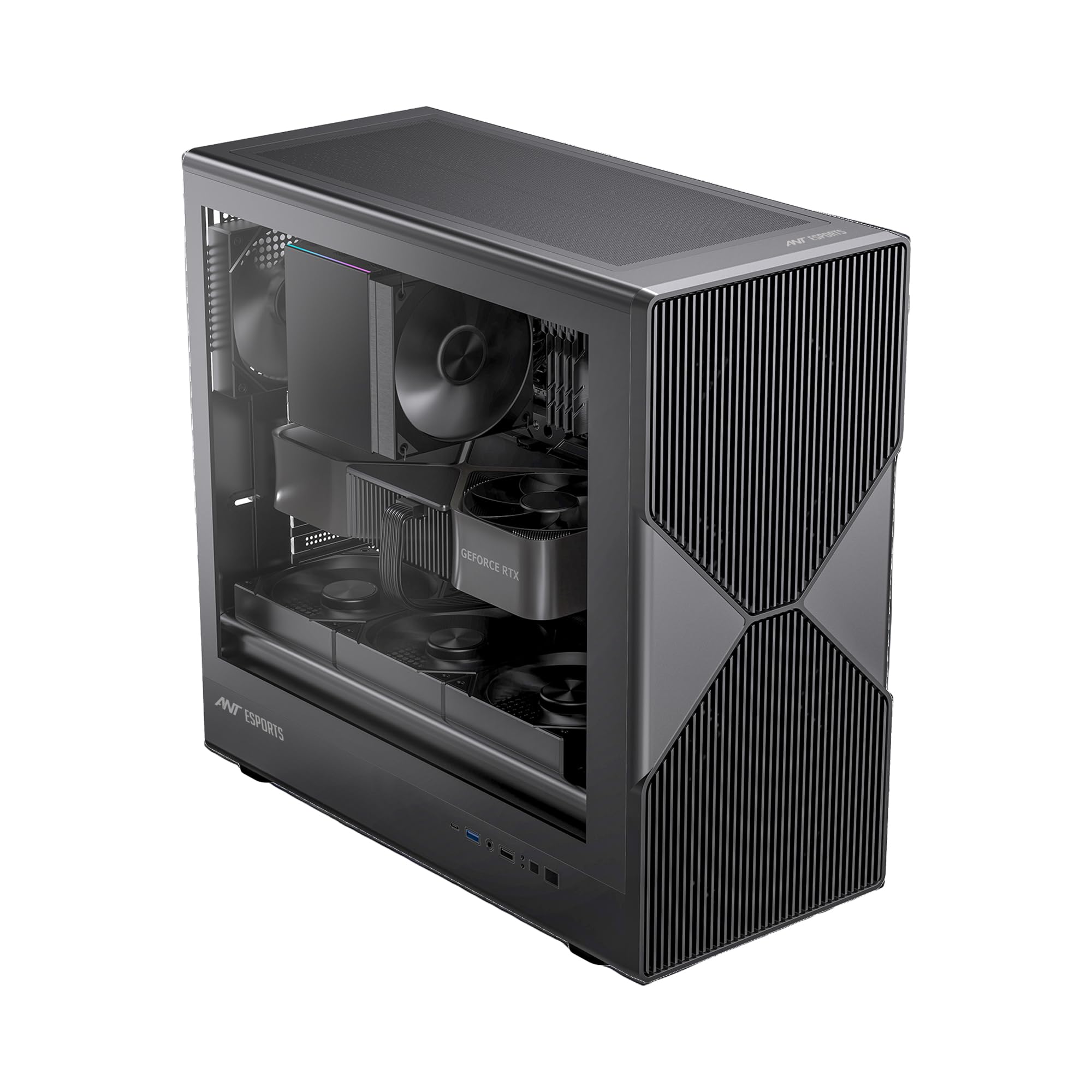 Ant Esports Titan FE Mid-Tower Computer Case/Gaming Cabinet - Black | Support ATX, M-ATX & Mini-ITX | Pre-Installed 4 Black Fans-image-45