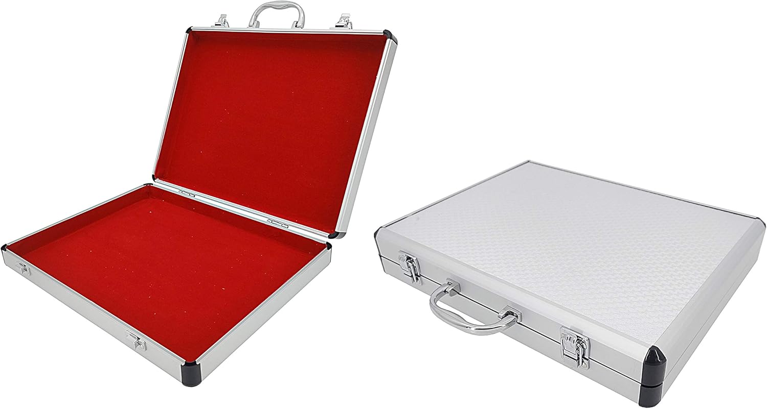 FixtureDisplays® 14 X 10.75X 2" Inside Dims Aluminum Protective Case Mahjong Chips Briefcase Works Weight 2 Lbs Test Stack Your Set to Determine Fit 15405-2D