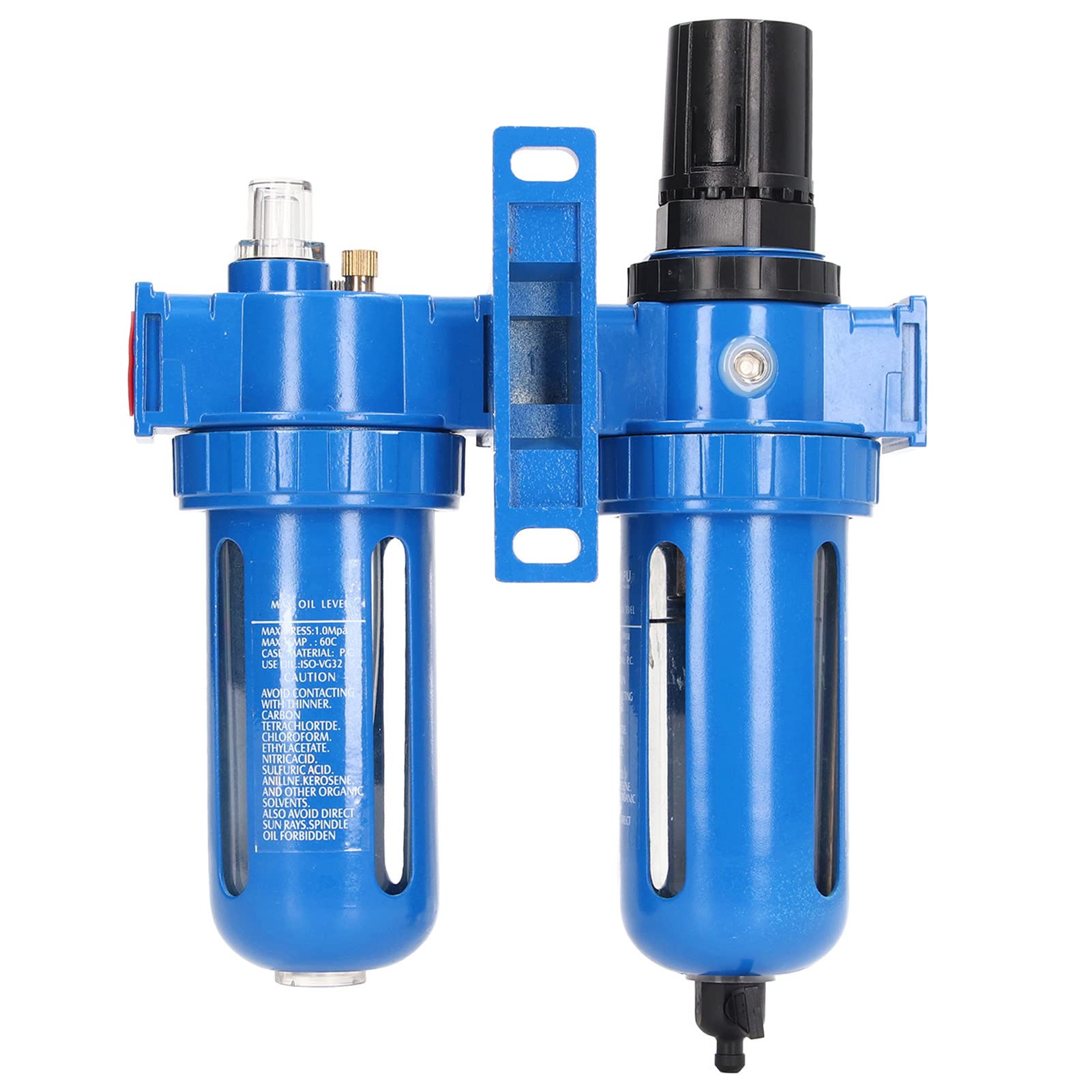 Filtro de aire comprimido de 2 etapas 3/8 in NPT, presión de trabajo de 10 bar, regulador de filtro y lubricador con manómetro para sistemas de compresores de aire (1/4"NPT)