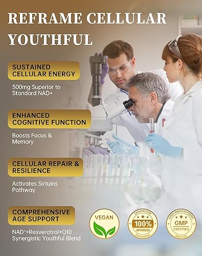 Miniatura 2 de MARSTA Suplemento de resveratrol NAD 1000 mg orgánico - NAD+ liposomal para energía, antienvejecimiento, apoya la concentración y la resistencia,