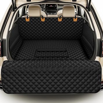 Waterproof SUV Cargo Liner for Dogs - Pu Leather Pet Car Seat Cover Protector with Bumper Flap, Non-Slip Backseat Mat for SUVs, Sedans, Vans Trunk | Easy Clean, Scratch Resistant Black, Extra Large