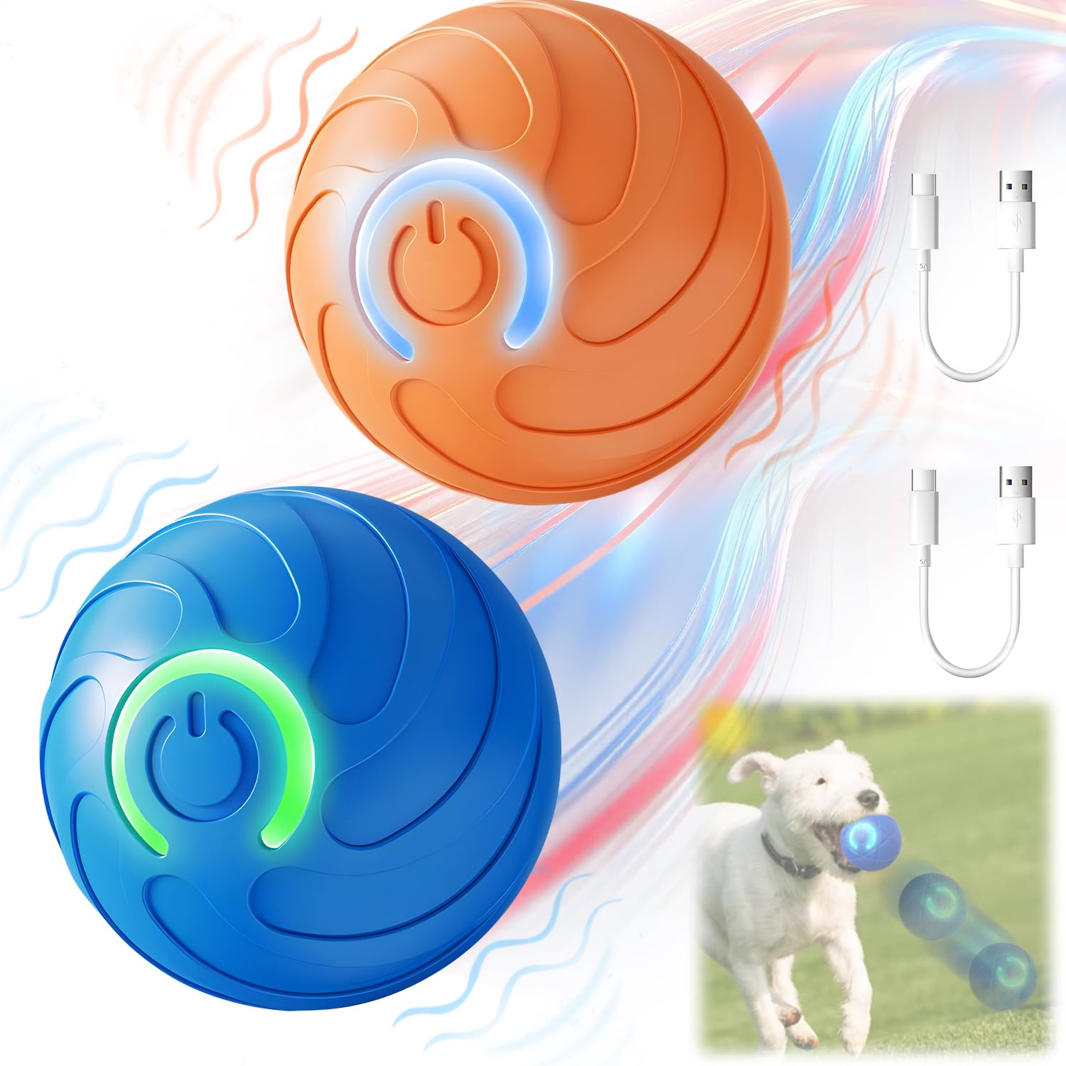 2PCS Vibrating Dog Ball Moving Dog Ball Shaky Ball Toy for Dog Pet Bounce Ball Interactive Bouncing Ball