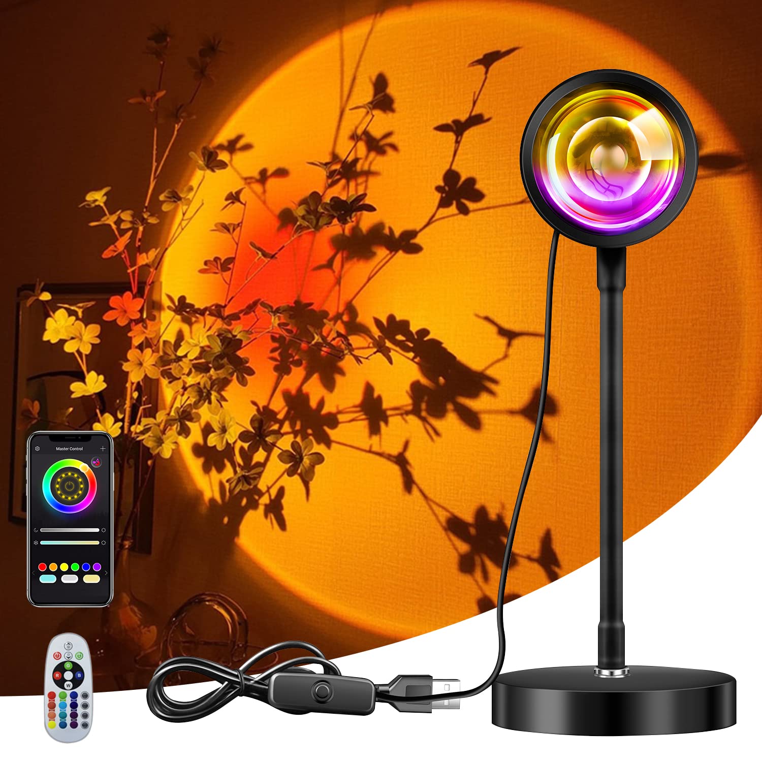 Eslas Sunset Lamp, Sunset Projection Lamp with APP and Remote Control