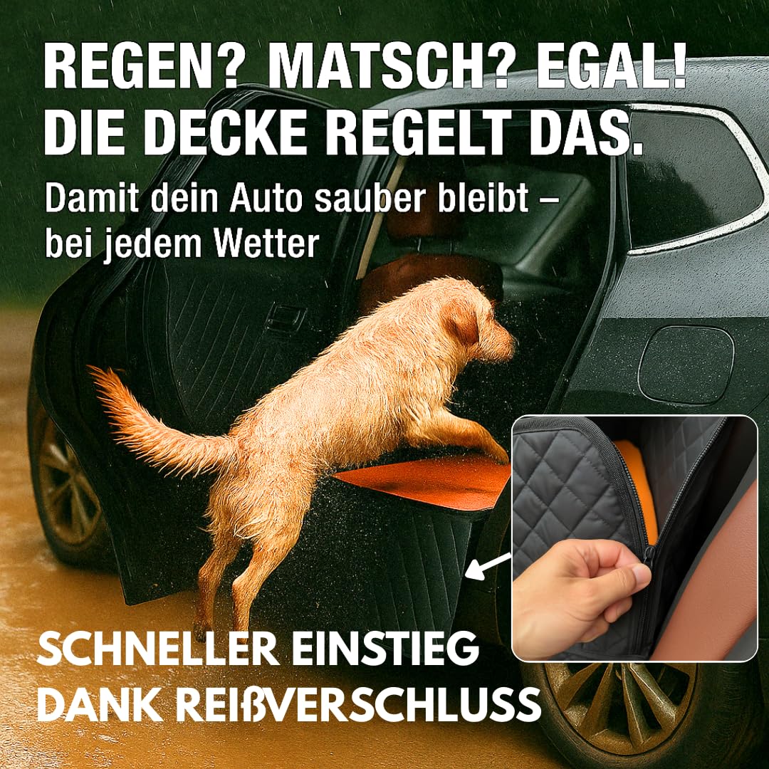 Hundedecke Auto Rückbank - wasserdichte Autoschondecke für Hunde mit festem Boden & Abnehmbarer Schmutzfangmatte, rutschfest & Kratzfest